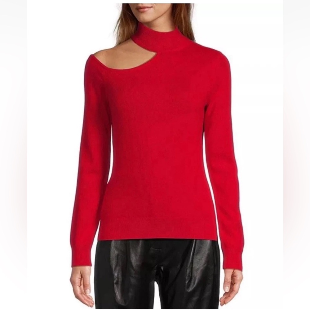 NWT Antonio Melani  Tina Cut-out Turtleneck Cashmere Sweater  Size  XL Red $149